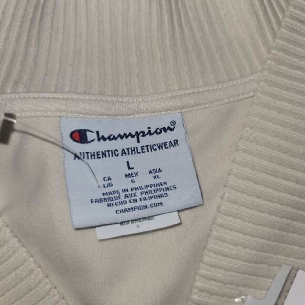 Champion Women's Rib Mix V-Neck Cropped Polo Sweater Quite Luxury Preppy L - Picture 7 of 8
